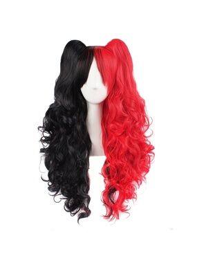 Women's Black/Red MapofBeauty Long Spiral Curly Wig for Cosplay and Costume